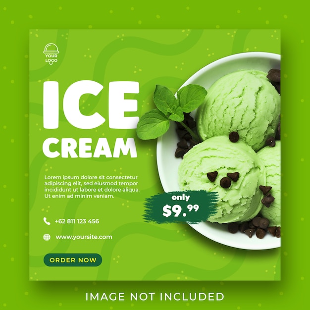 Ice cream banner templateIce cream social media instagram post banner template Premium PsdIce cream menu promotion social media instagram post banner template Premium Psd