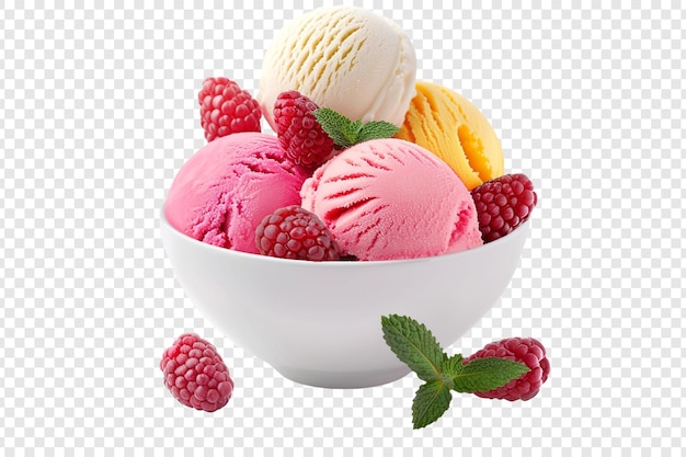 ice cream in a bowl isolated on transparent background