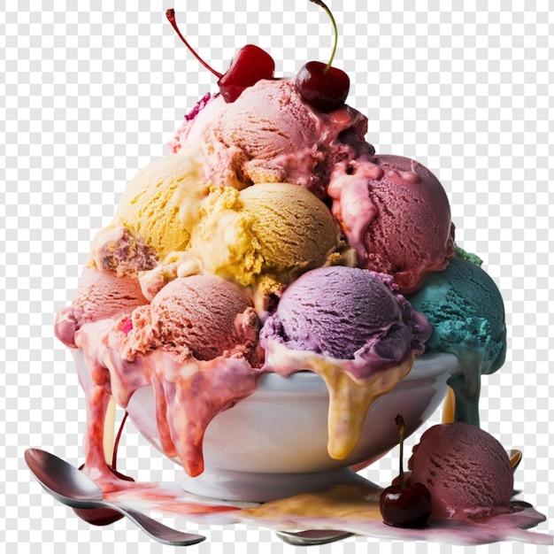 Ice cream bowl on transparent background