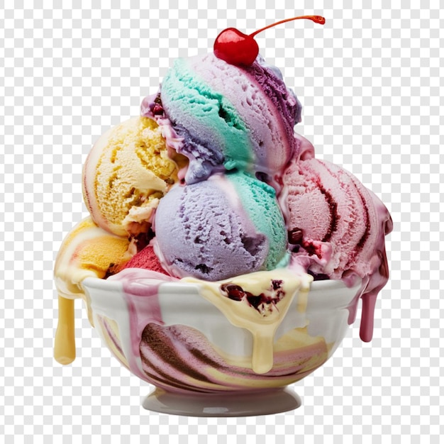 Ice cream bowl on transparent background