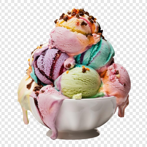 Ice cream bowl on transparent background