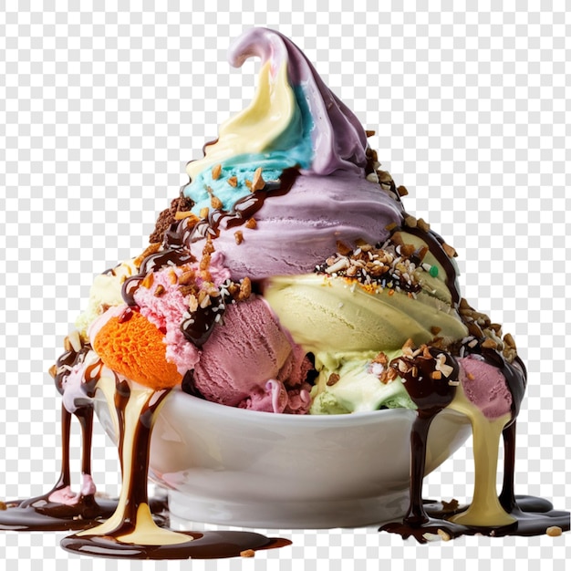 Ice cream bowl on transparent background