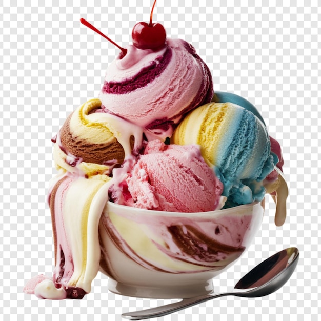 Ice cream bowl on transparent background