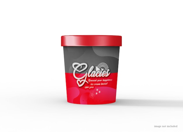 Ice Cream Bucket or Paper Tub packaging mockup