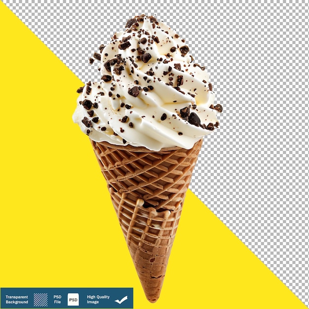 Ice Cream Cone Isolated on White Background transparent background PNG PSD