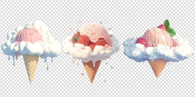 PSD ice cream cone isolated on a white background