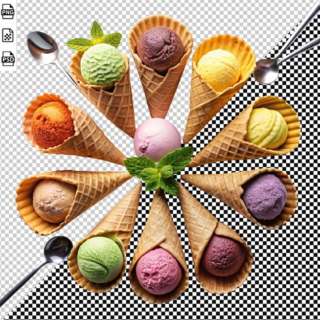 PSD ice cream cone on transparent background