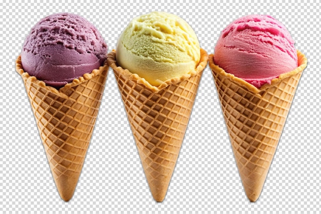 ice cream cones isolated on transparent background 2