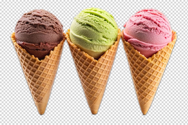 ice cream cones isolated on transparent background 3