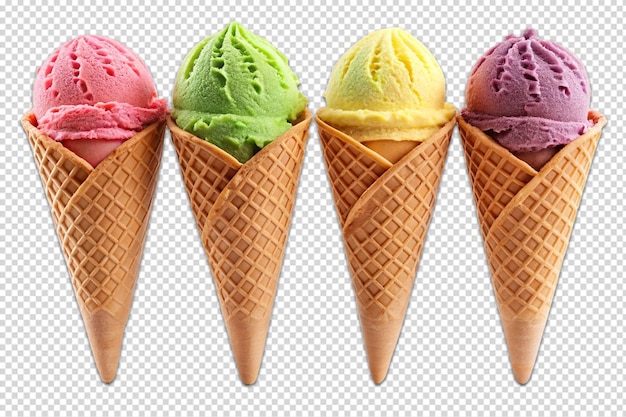 ice cream cones isolated on transparent background 7