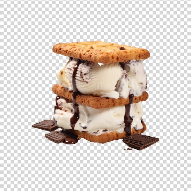 PSD ice cream and cookies isolated on transparent background