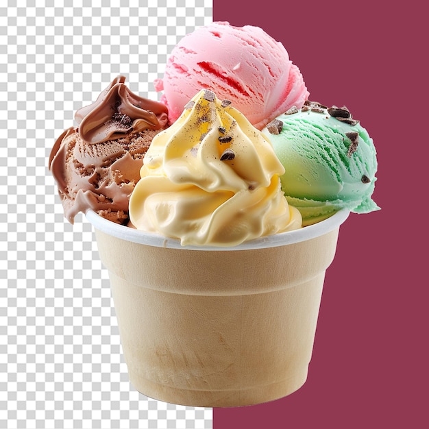 PSD ice cream cup isolated on transparent background