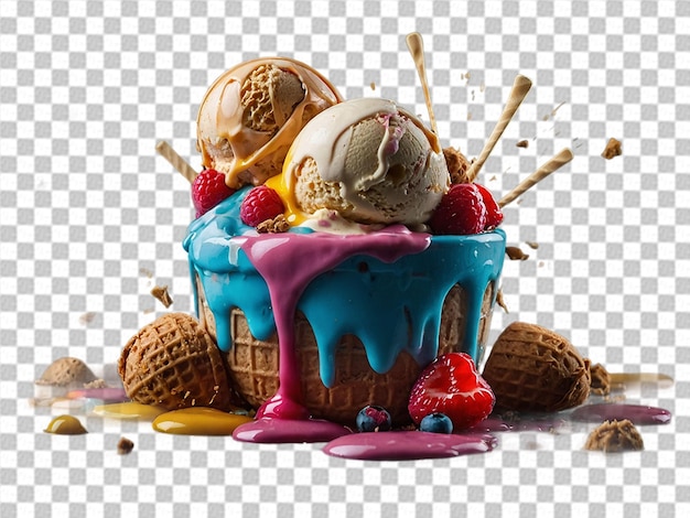 PSD ice cream explosion transparent background png