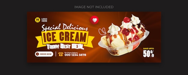 Ice- cream food menu and restaurant facebook cover template