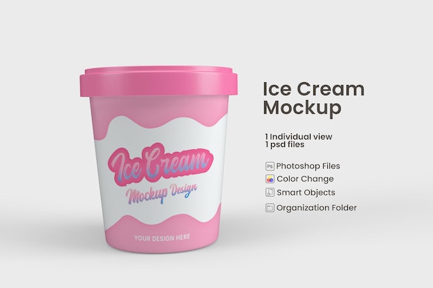 Ice cream jar packaging mockup design