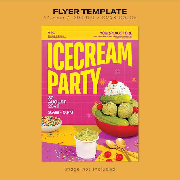 PSD ice cream party flyer