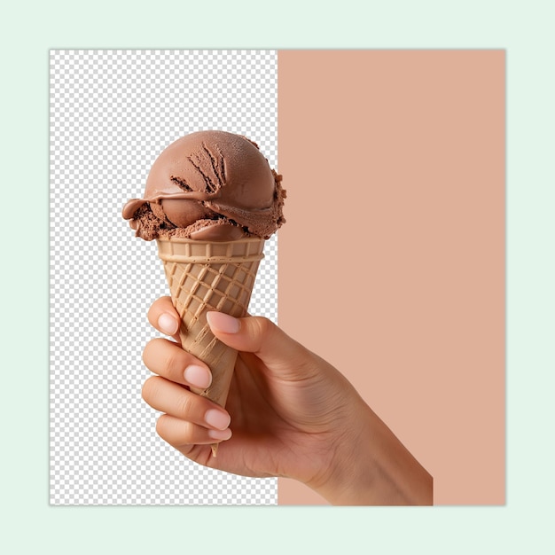 PSD ice cream psd a hand holding a tasty vanilla ice cream isolated illustration vector