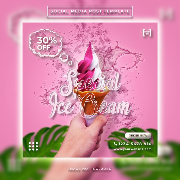 PSD ice cream sale instagram post design template