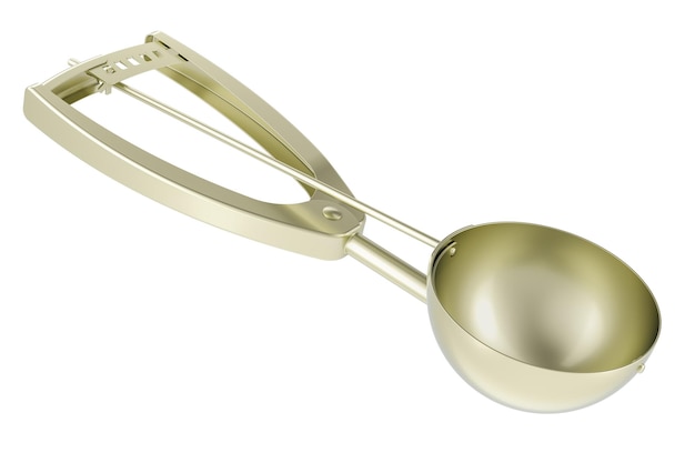 PSD ice cream scoop with trigger lever cookie scoop large size ice cream scooper stainless steel ice cream scooper 3d rendering isolated on transparent background