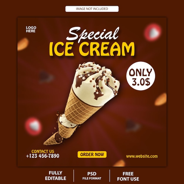 Ice cream social media post banner