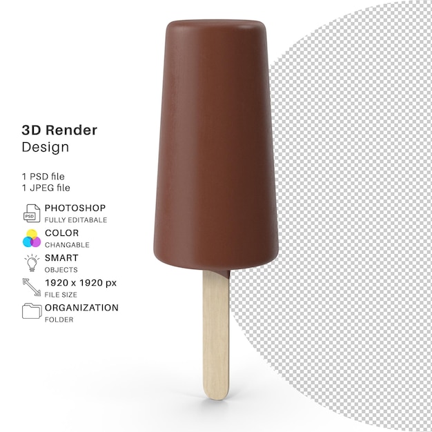 Ice Cream Stick 3D Modeling PSD File Realistic Ice Cream