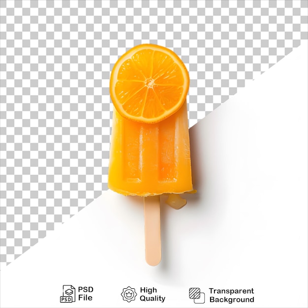 Ice Cream Stick with Orange Fruit on Clear Background