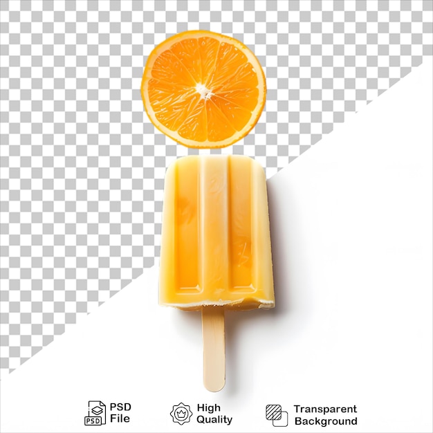 Ice Cream Stick with Orange Fruit on Clear Background