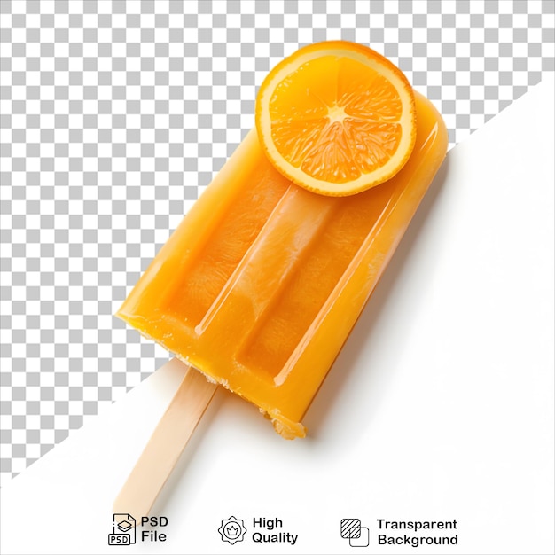 PSD ice cream stick with orange fruit on clear background