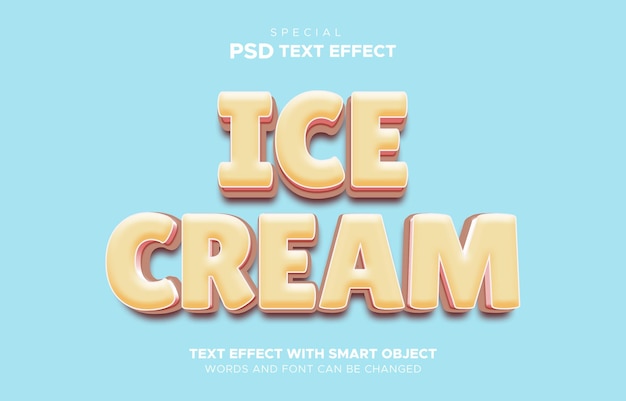 Ice Cream text effect editable smart object