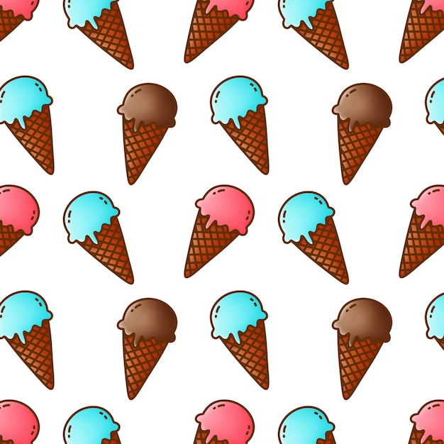 Ice cream in waffle cone repeating