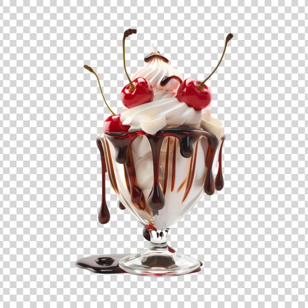 PSD ice cream with berries on transparent background