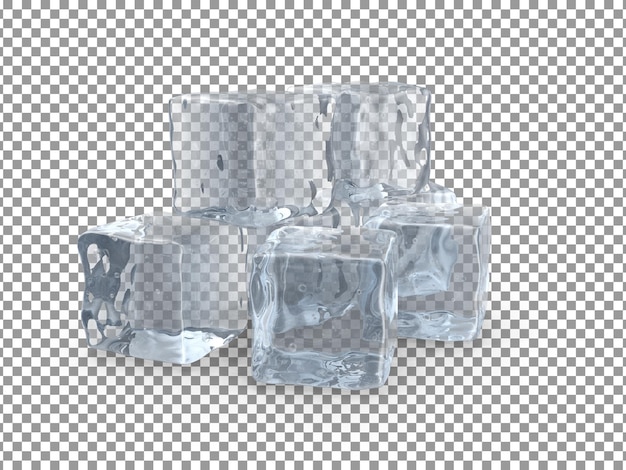 Ice cubes isolated on transparent background