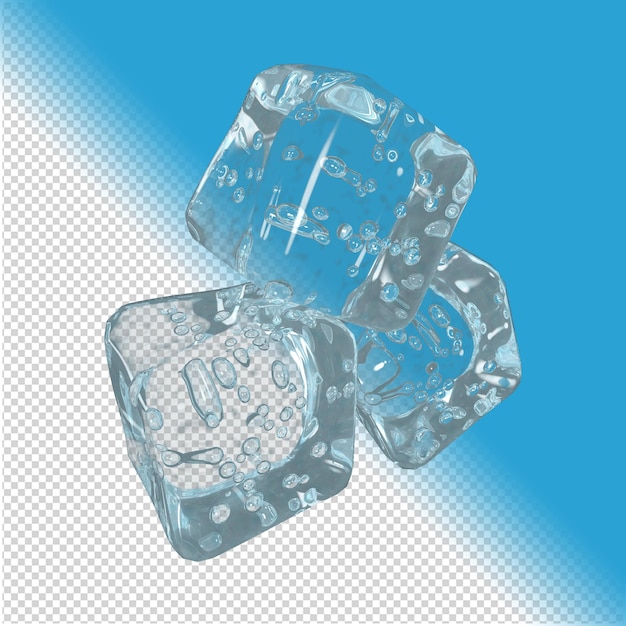 Ice cubes on transparent background 3d rendering