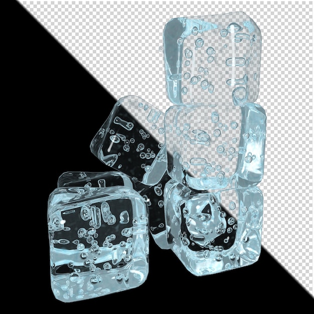 Ice cubes on transparent background 3d rendering