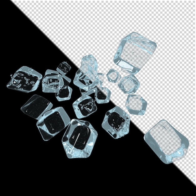 Ice cubes on transparent background 3d rendering