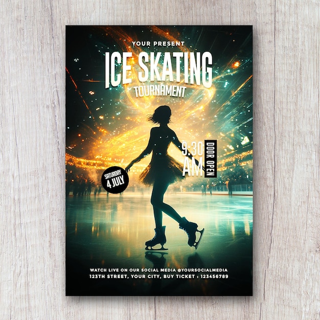 PSD ice skating tournament flyer poster social media banner