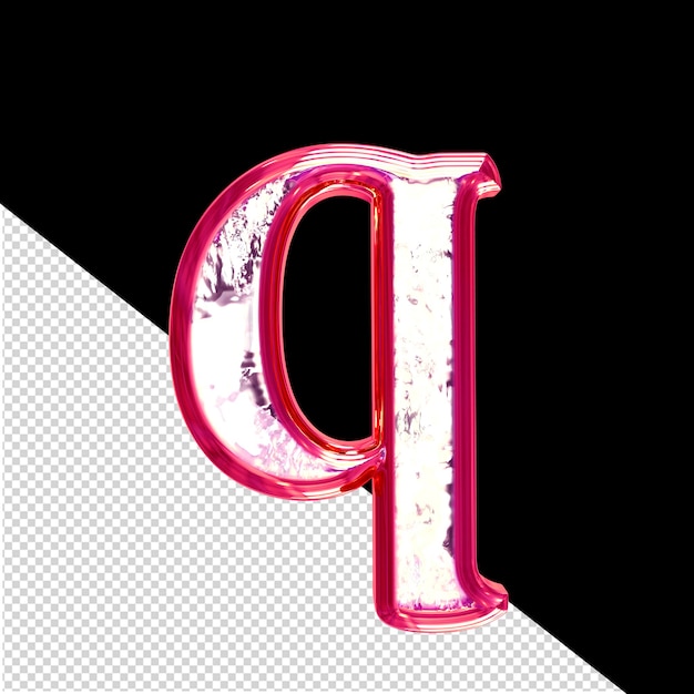 Ice symbol in a pink frame letter q