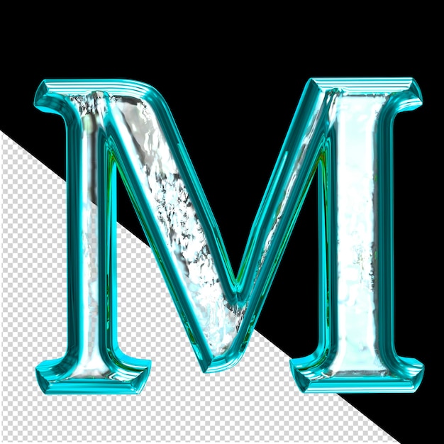 PSD ice symbol in a turquoise frame letter m