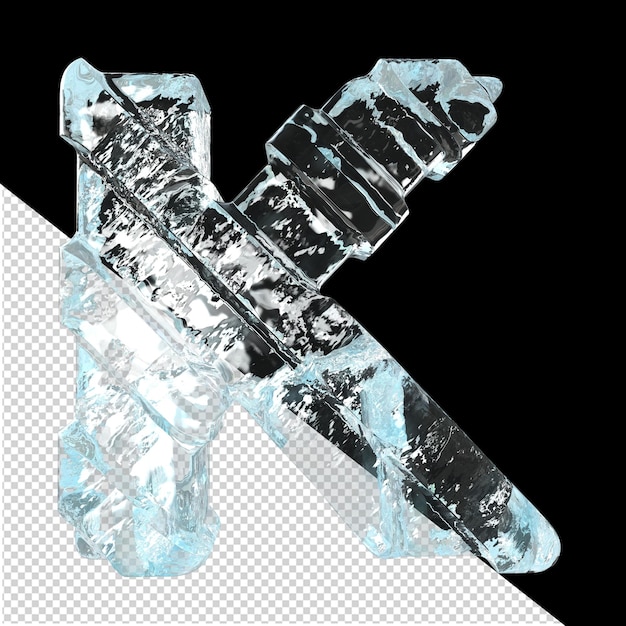 Ice symbol with diagonal thick straps letter k