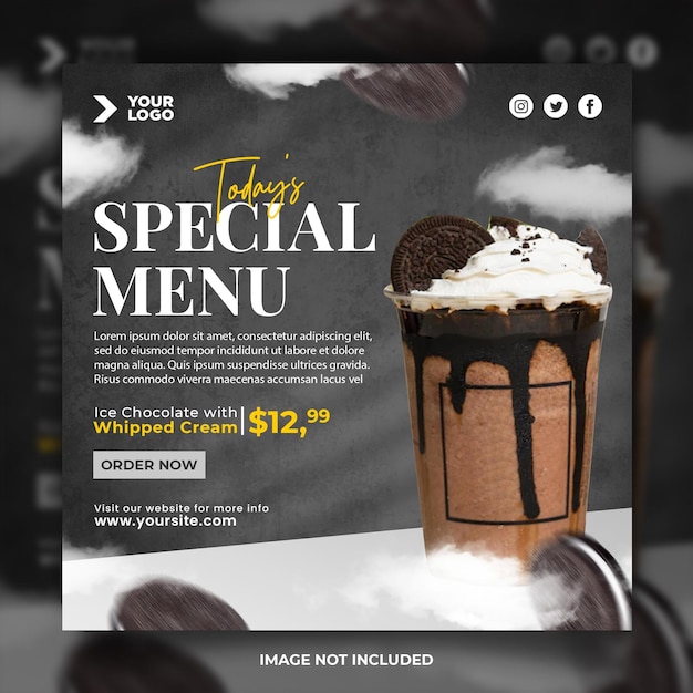 Iced Chocolate Milkshake Menu Instagram Post Template