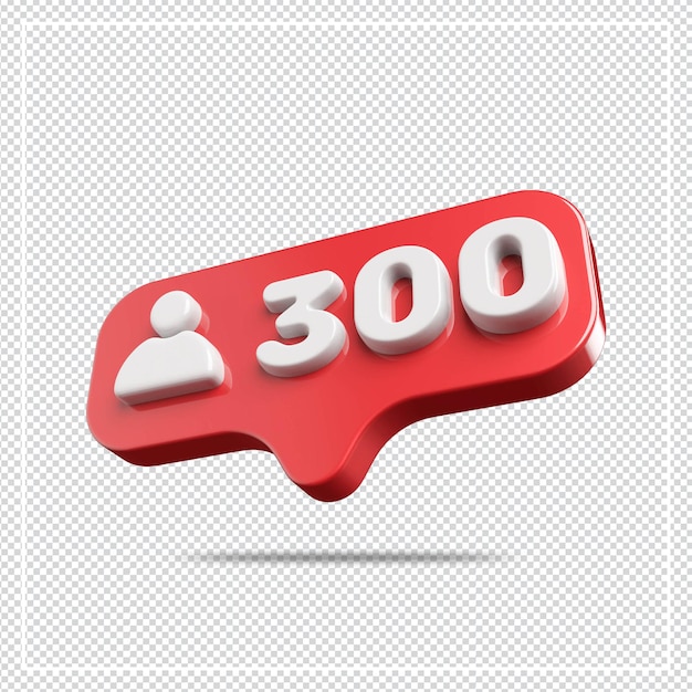 Icon 300 followers sliver number 3d