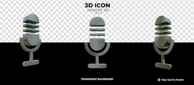 Icon 3D microphone metal texture render hign quality