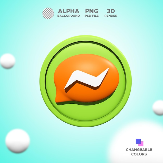 Icon 3d render messenger for design illustration isolated object premium