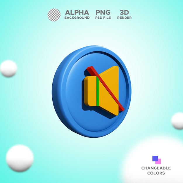 Icon 3d render silent mode for design illustration isolated object premium