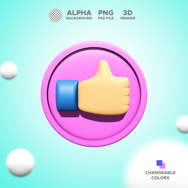 Icon 3d render thumb for design illustration isolated object premium