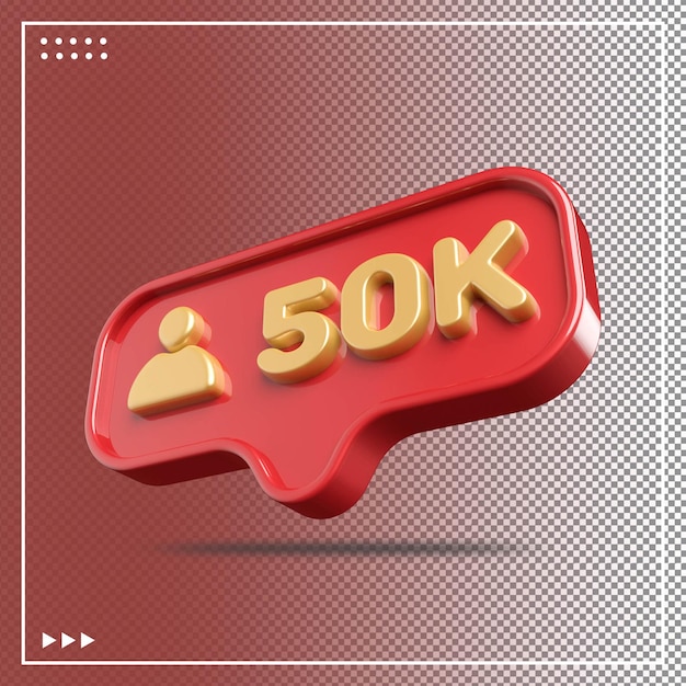 Icon 50k followers 3d gold