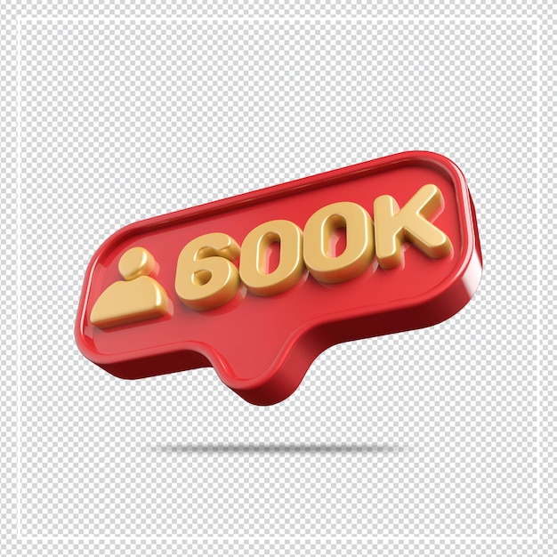 Icon 600k followers gold with red