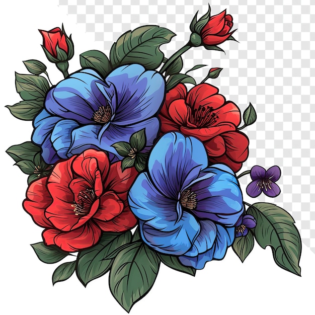 an icon of blue roses and red violets transparent background