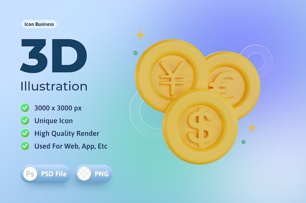 Icon Business 3d, currency exchange, for web, app, infographic