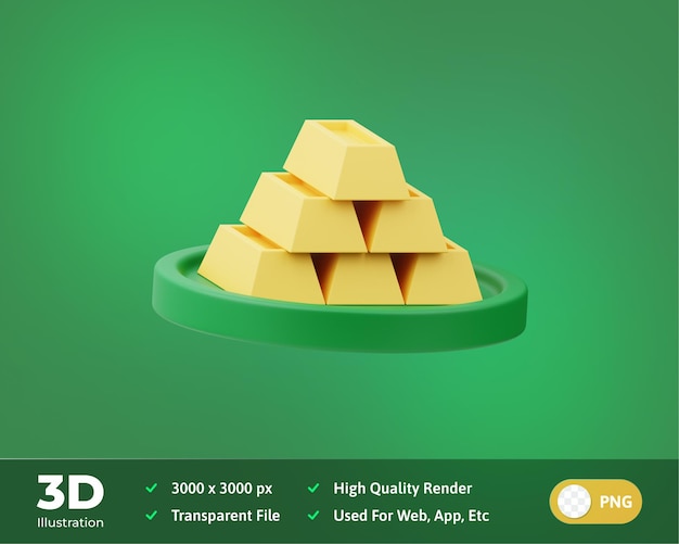 Icon Gold Bars 3D Illustration